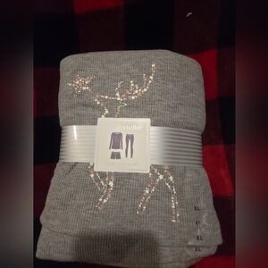 Ambrielle 3 Pc. Gray Star Deer Pajama Set Sz. XL